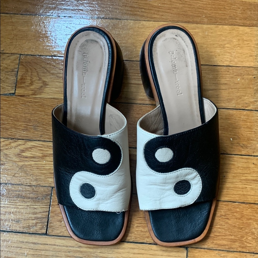 Paloma Wool Black and White Yin-Yang Mules